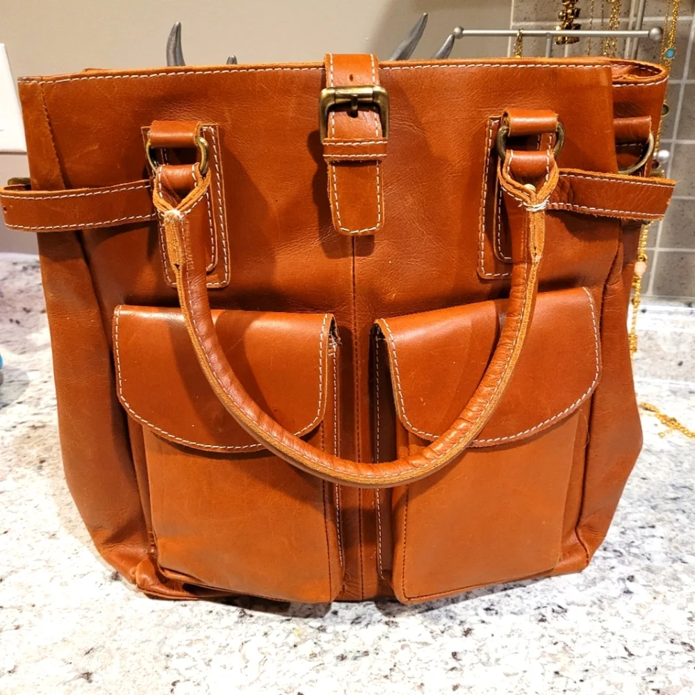 Large real leather bag unbranded made in India